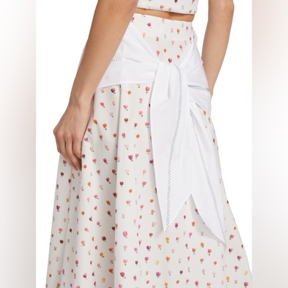Rosie Assoulin Ula cotton poplin flower Waist Wrap midi skirt Tulip-printed - Picture 3 of 16
